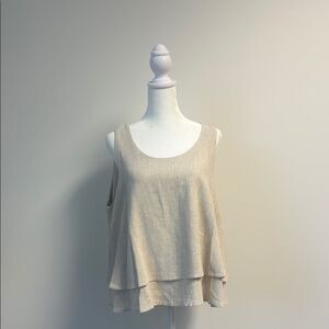 New Allie Rose Linen Beige Sleeveless Top L